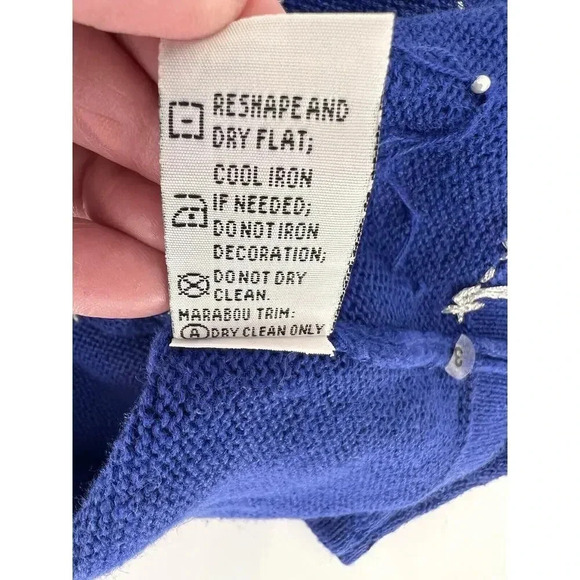 B. P. Design Christmas Holiday Sweater Blue Snowmen Feathers Full Zip Size LARGE - Picture 14 of 14